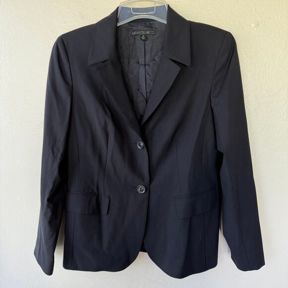 Lafayette 148 Navy Blue Blazer size 10 scuffing good overall condition - Picture 5 of 13